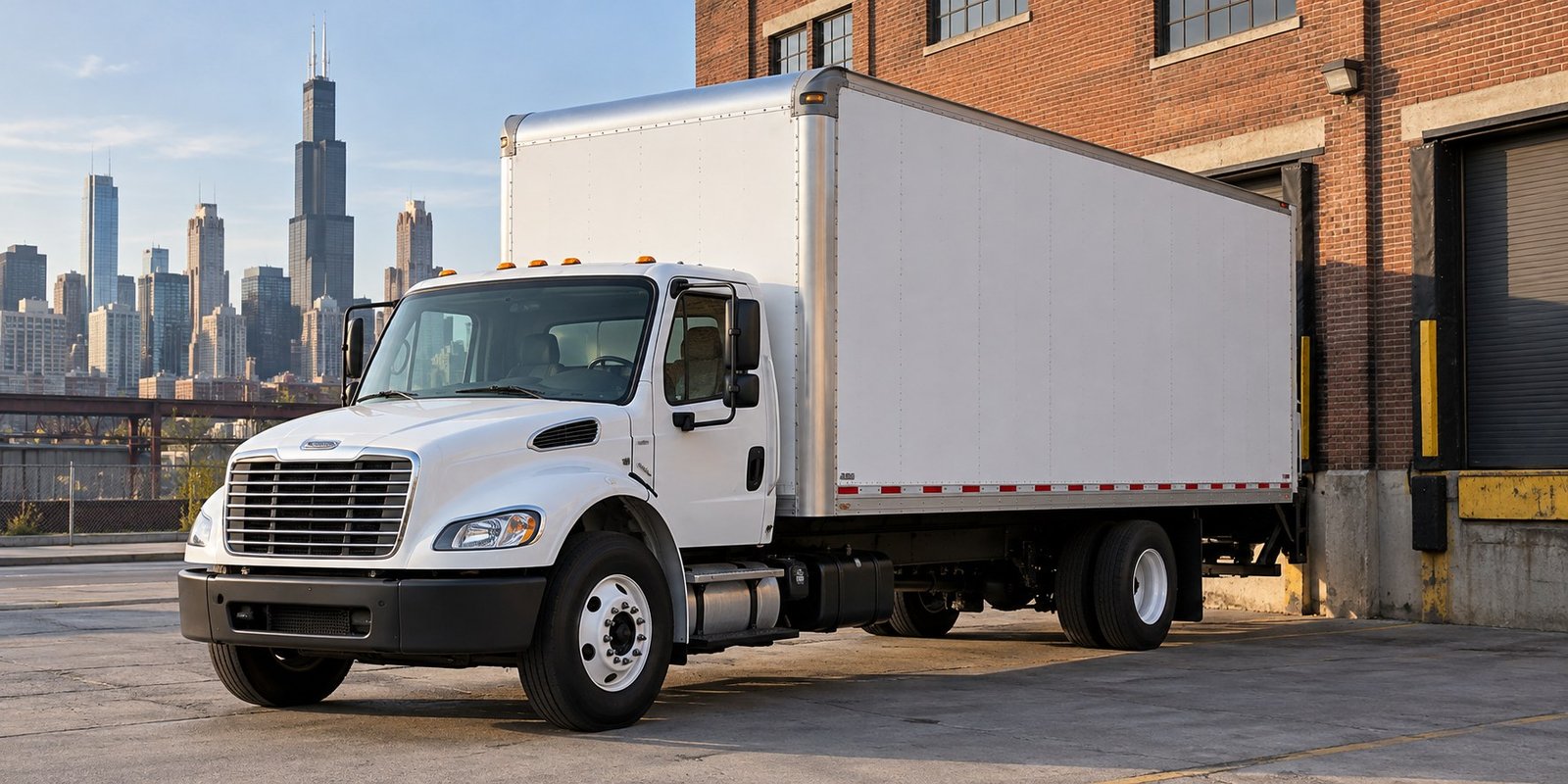 Illustrative Box truck trucking scene
