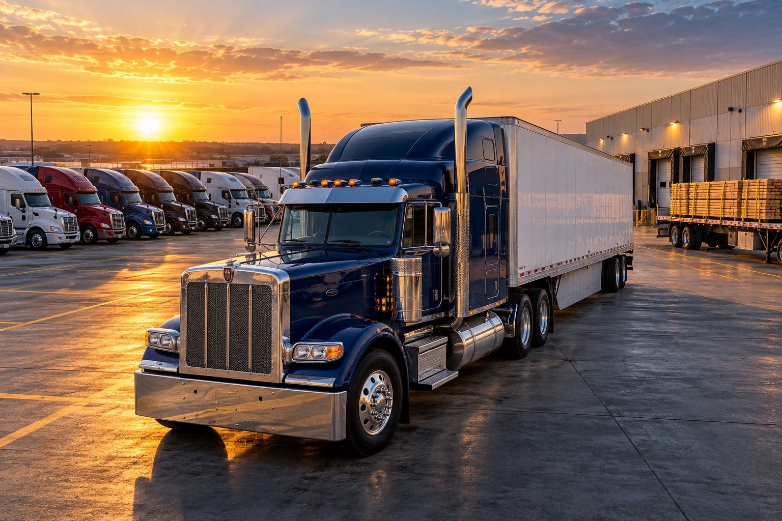 Illustrative Dry van trucking scene